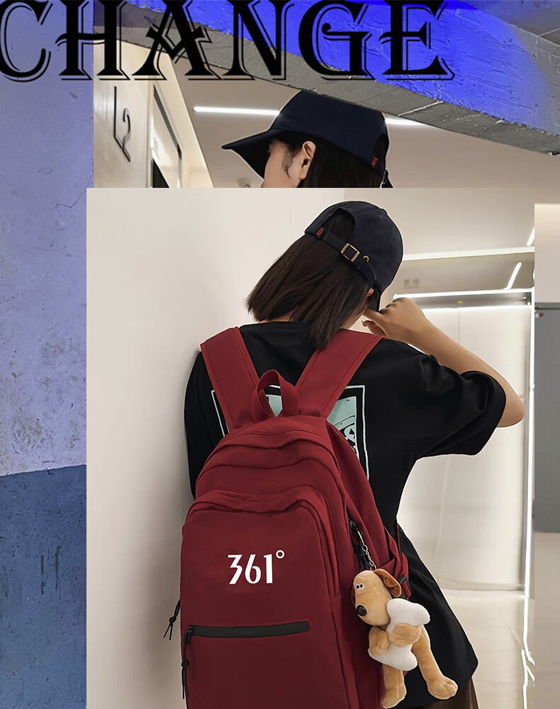 361° Men's Backpack College Student Large Capacity Casual Lightweight Commuter Laptop Bag Classic Black 4
