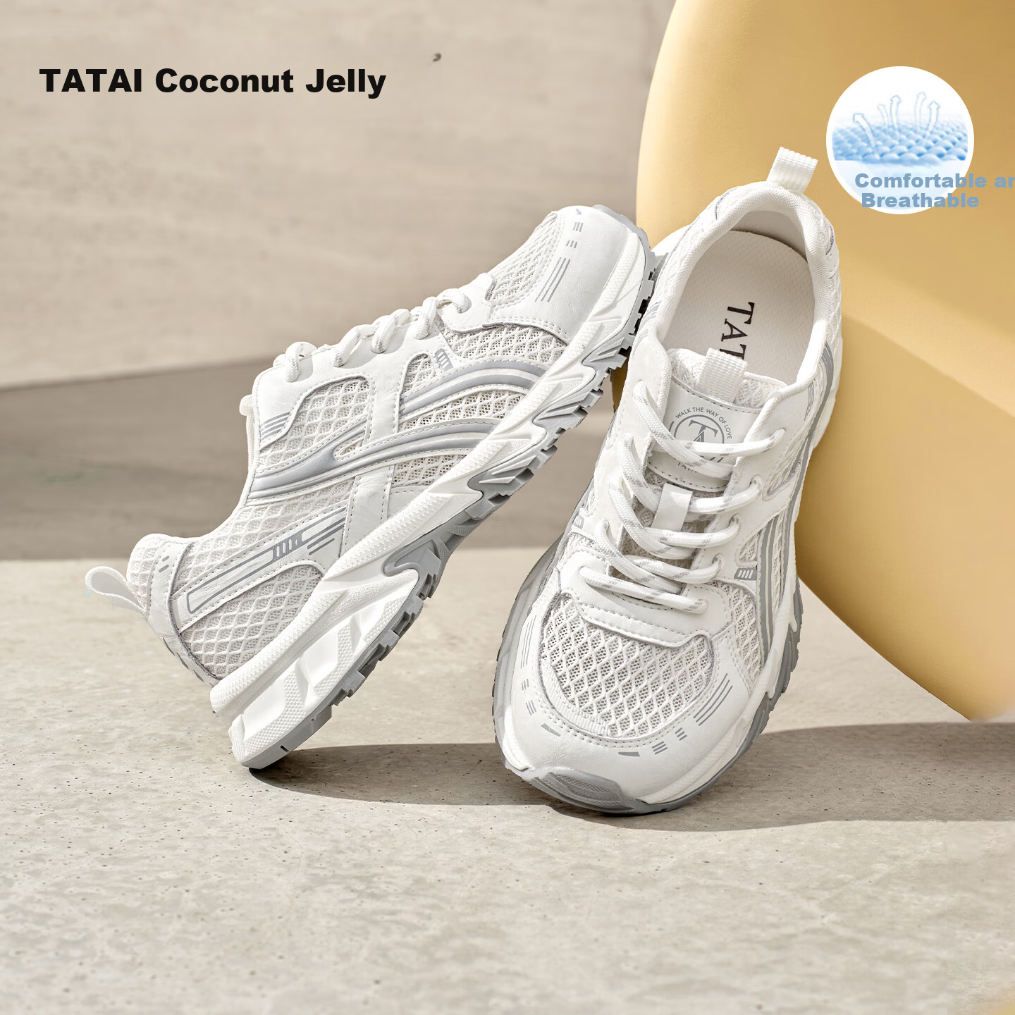 TATA Zhao Zhaoyi Same Style 26 Summer Mall Coconut Jelly Fashion Casual Breathable Women's Dad Sneakers Beige/Grey 38