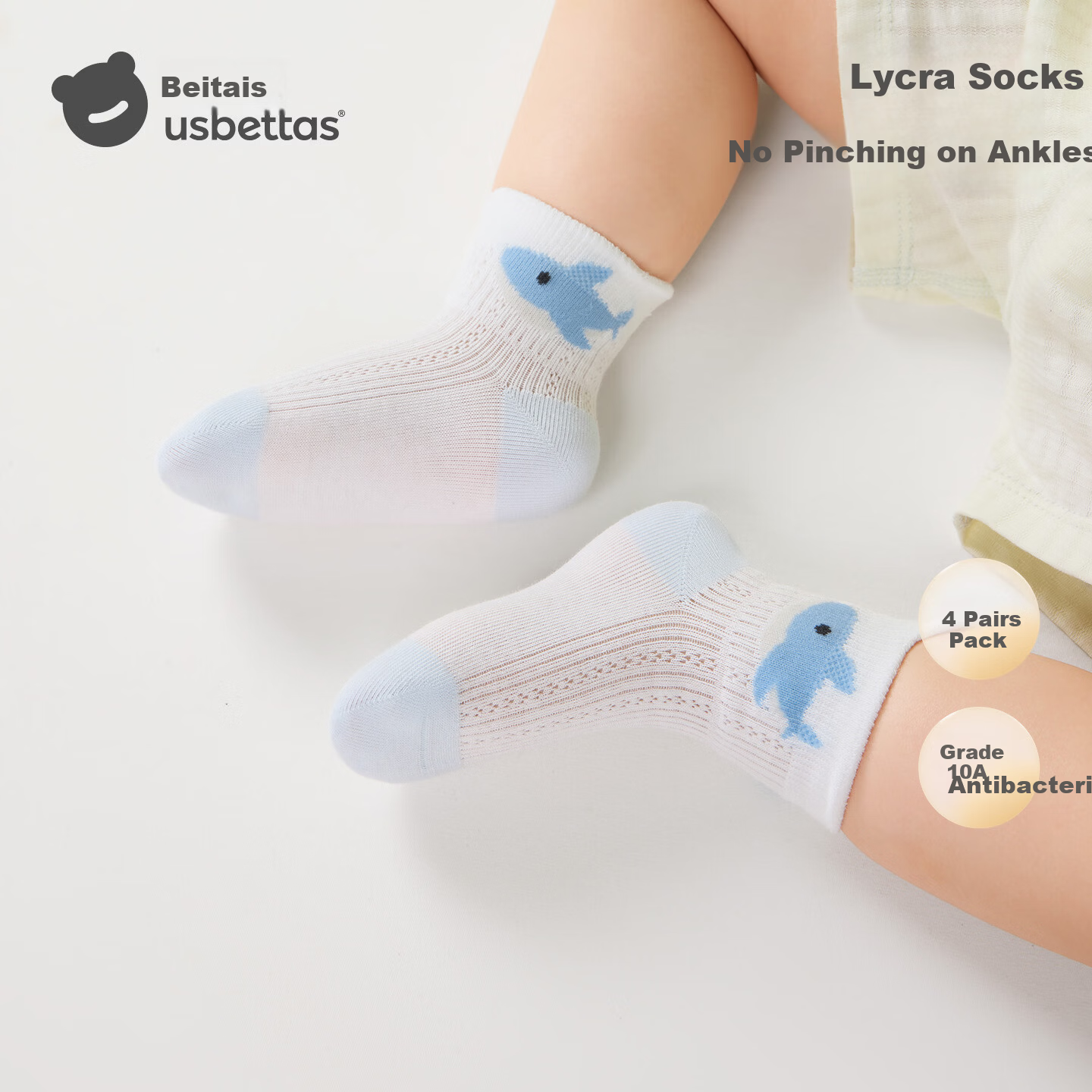 Betis Children's Socks 5-7 Years Summer Ultra-Thin Breathable Mesh Short Tube Socks Boys and Girls Seamless Class A Baby Socks Spring Summer