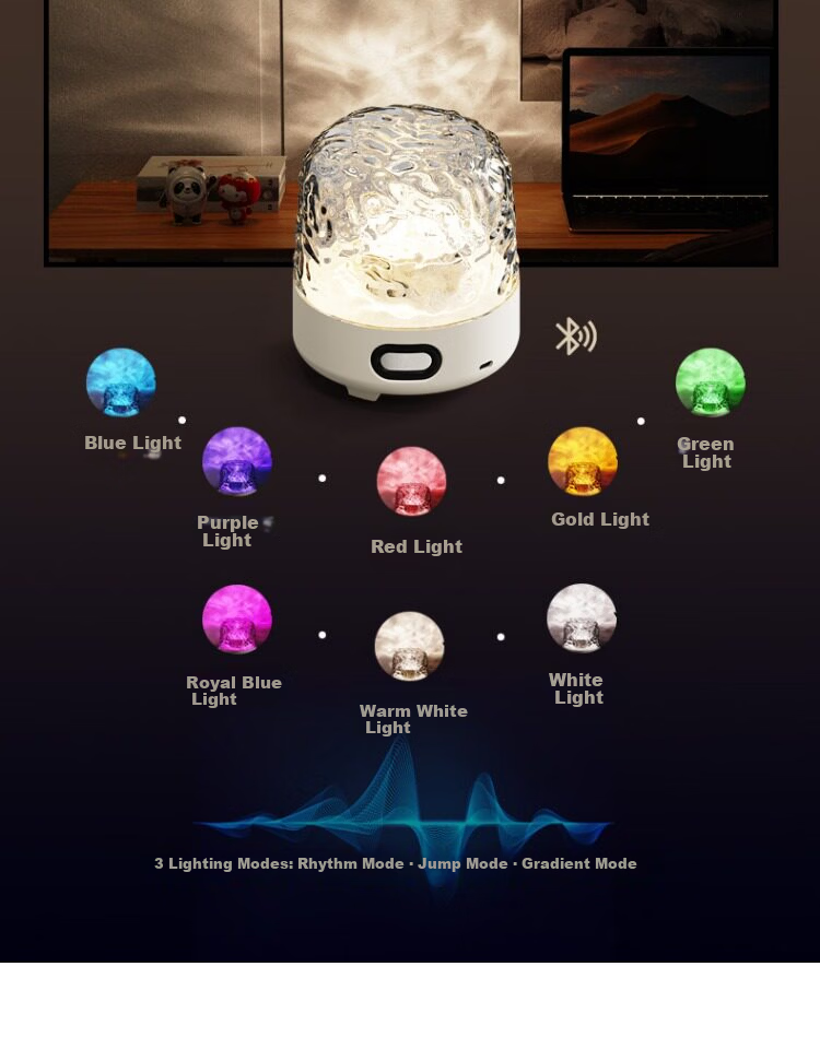 Shangjia Yalang New Bluetooth Speaker Water Ripple Starry Sky Projection Ambient Light Bedroom Bedside Night Light Women's Day Gift 4