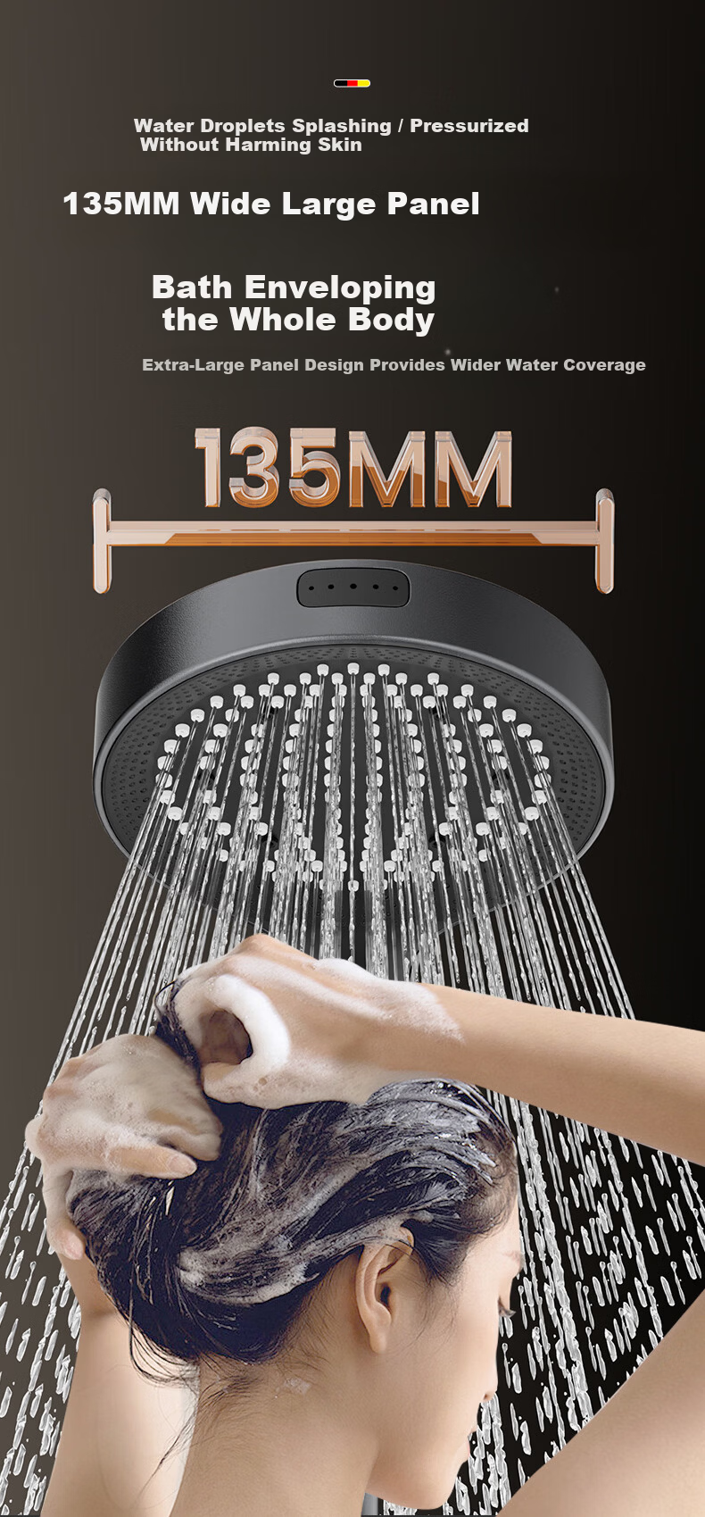 HOMK German Shower Set High-Pressure Shower Head with Hose Bathroom Shower Sprayer 5