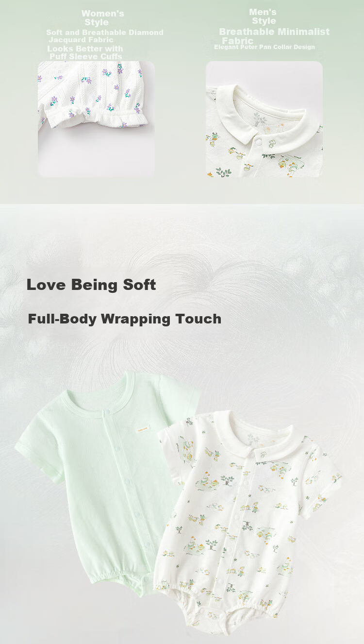 BALABALA Children's Cotton Triangle Shirt, New Summer Thin Style, Baby Bodysuit Two-Piece Set, for Newborns 0-6 Months 6