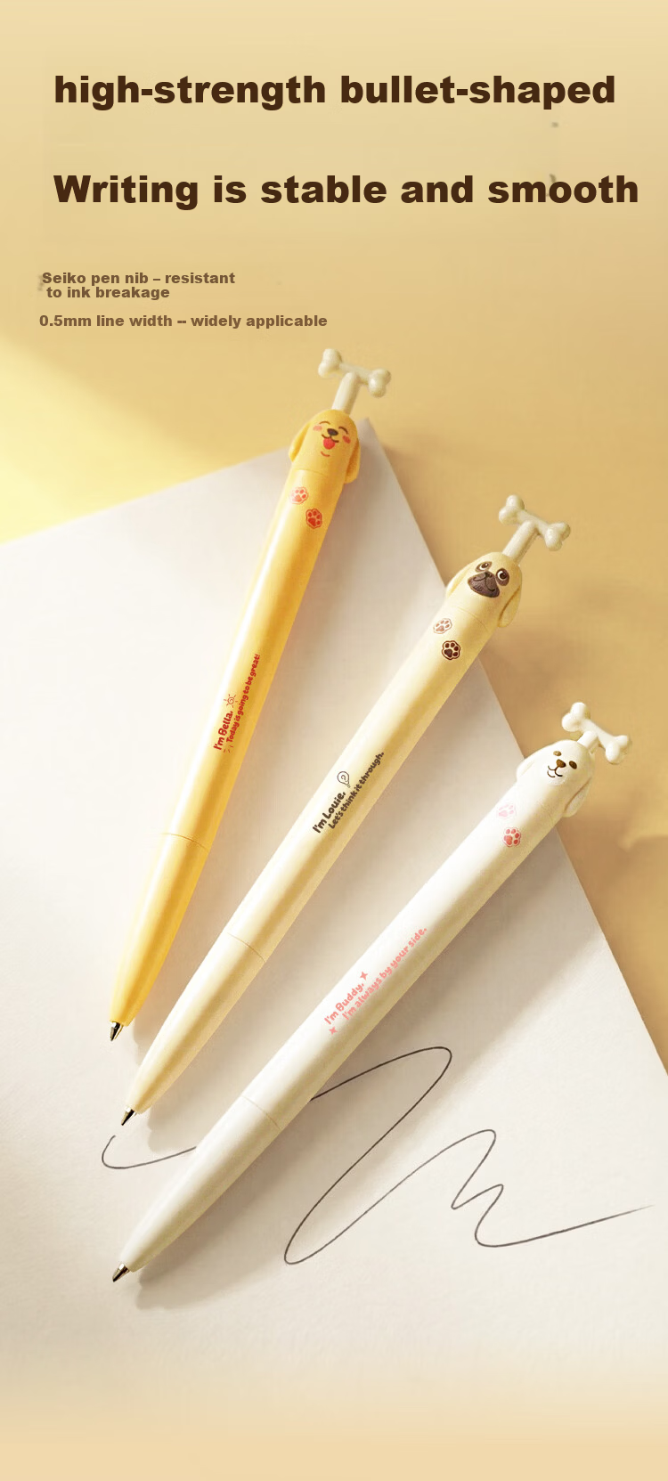 JD Jingdong Jingzao Wangwang Academy 6-Pack 0.5mm Black Bullet Tip Gel Pens Quick-Dry Exam Writing Pens Retractable Imported Ink 700m Writing Length JD1077 4