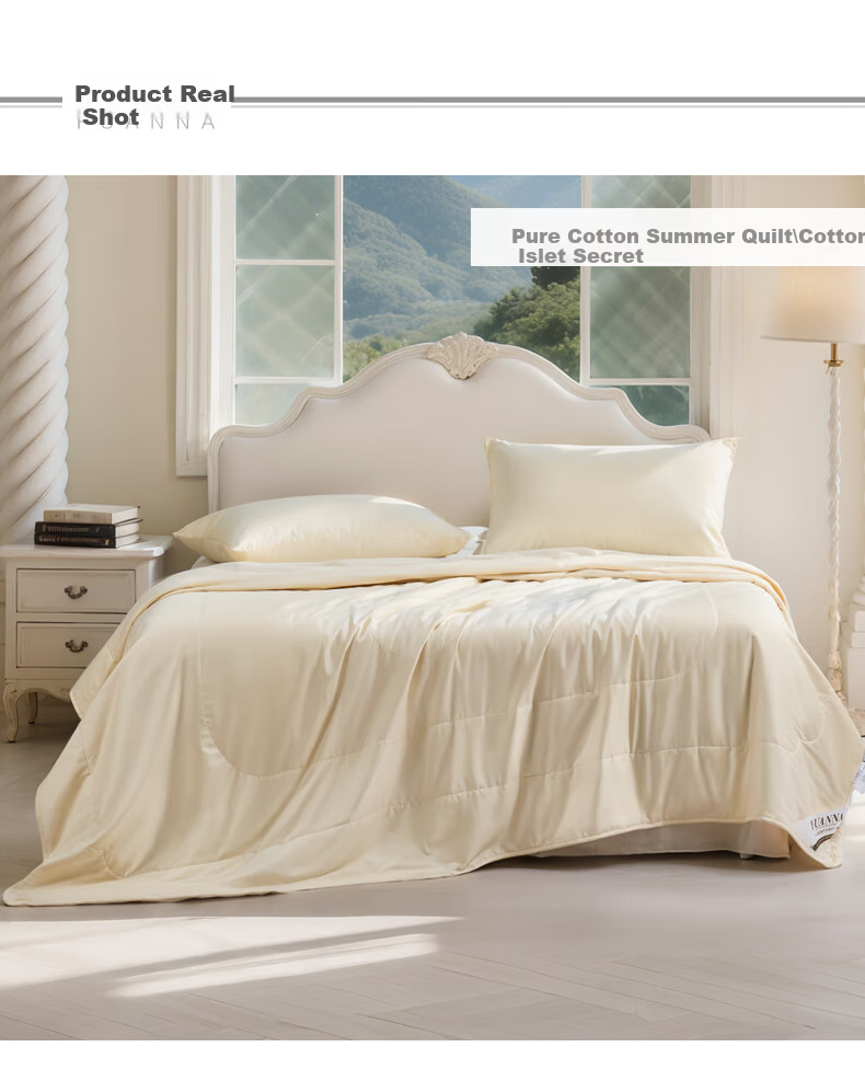 Fuanna Class A Cotton Summer Quilt 60s Pure Cotton Sateen Cooling Quilt All Cotton Air Conditioning Quilt Double Extra Large 230*229cm 6