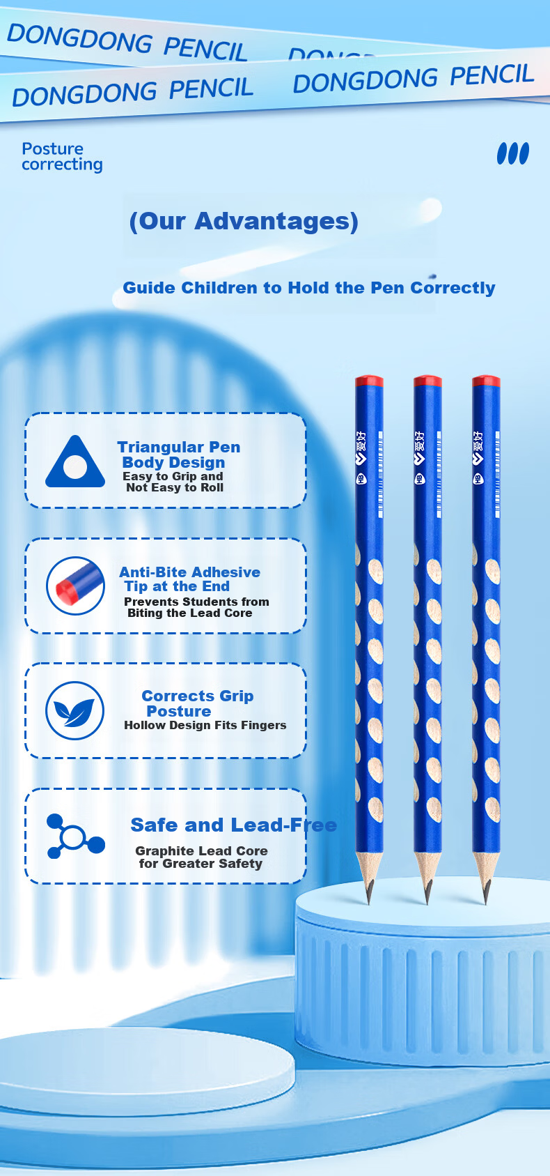 AIHAO AIHAO Hole 2B Pencil Student Non-toxic Triangular Posture Writing Practice Pencil 30pcs WP0015 3