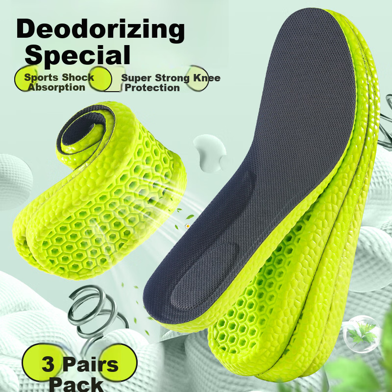3515 Men's Sports Insoles Anti-Fatigue Antibacterial Odor-Resistant Thickened Shock Absorption Breathable Sweat-Absorbing Non-Stuffy Summer Military Training