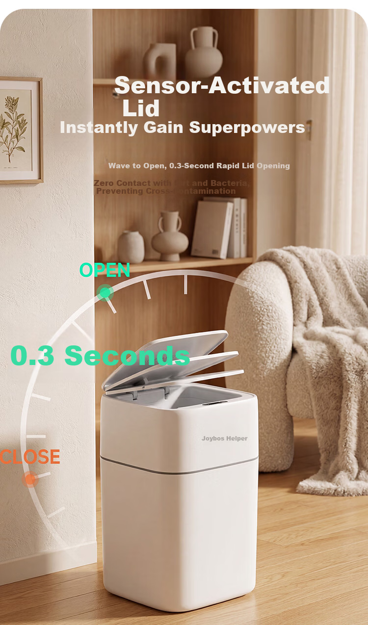 Jiabangshou Smart Sensor Trash Can 9.3L Large Covered Household Living Room Bedroom Kitchen Bathroom Office 3