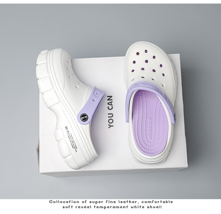 Warrior Women's Hollow Toe Slippers Outdoor Beach Sandals Four-Season Cool Slippers SDJ-0603 White Purple Size 37 9