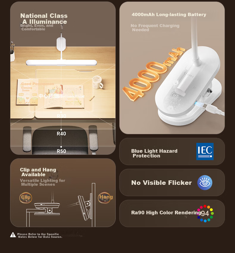 Bull Clip-On Eye Protection Desk Lamp Adjustable Clip Light Bedside Reading Lamp for Students Dormitory Multi-Scene Use 4