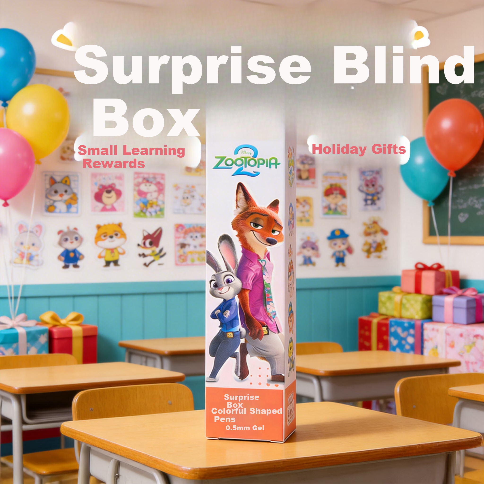 Disney Zootopia Surprise Blind Box Neutral Pen Student Ballpoint Pen Primary School Festival Gift Reward Birthday Gift Children's Day Gift for Girls and Boys