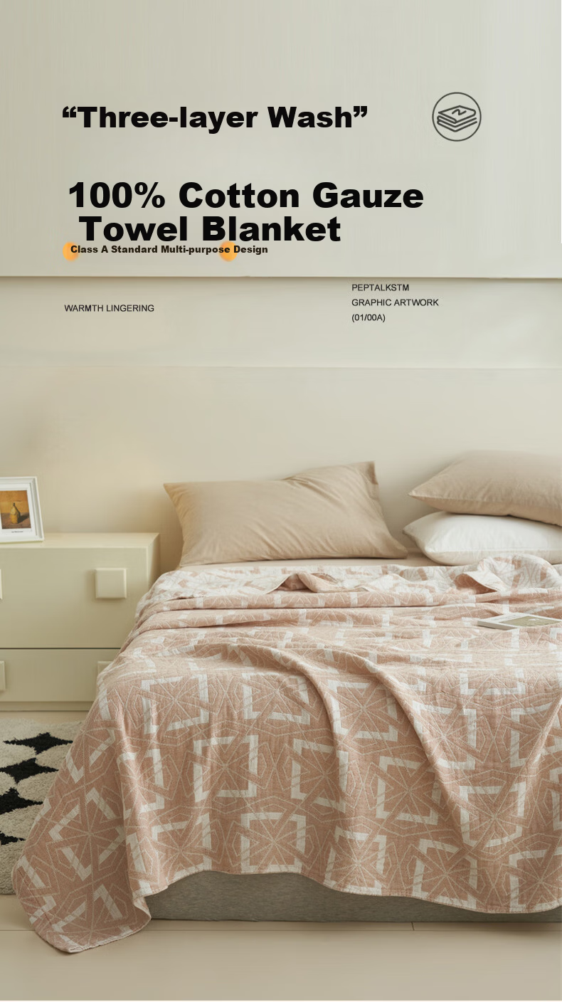 MUJI A-Class 100% Cotton Three-Layer Gauze Towel Blanket Summer Quilt Thin Blanket Air Conditioning Blanket 150x200cm 1