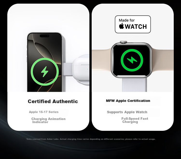 ANKER Anker UFO Wireless Charger 3-in-1 Foldable for iPhone 17 Pro Max Apple Watch AirPods White 8
