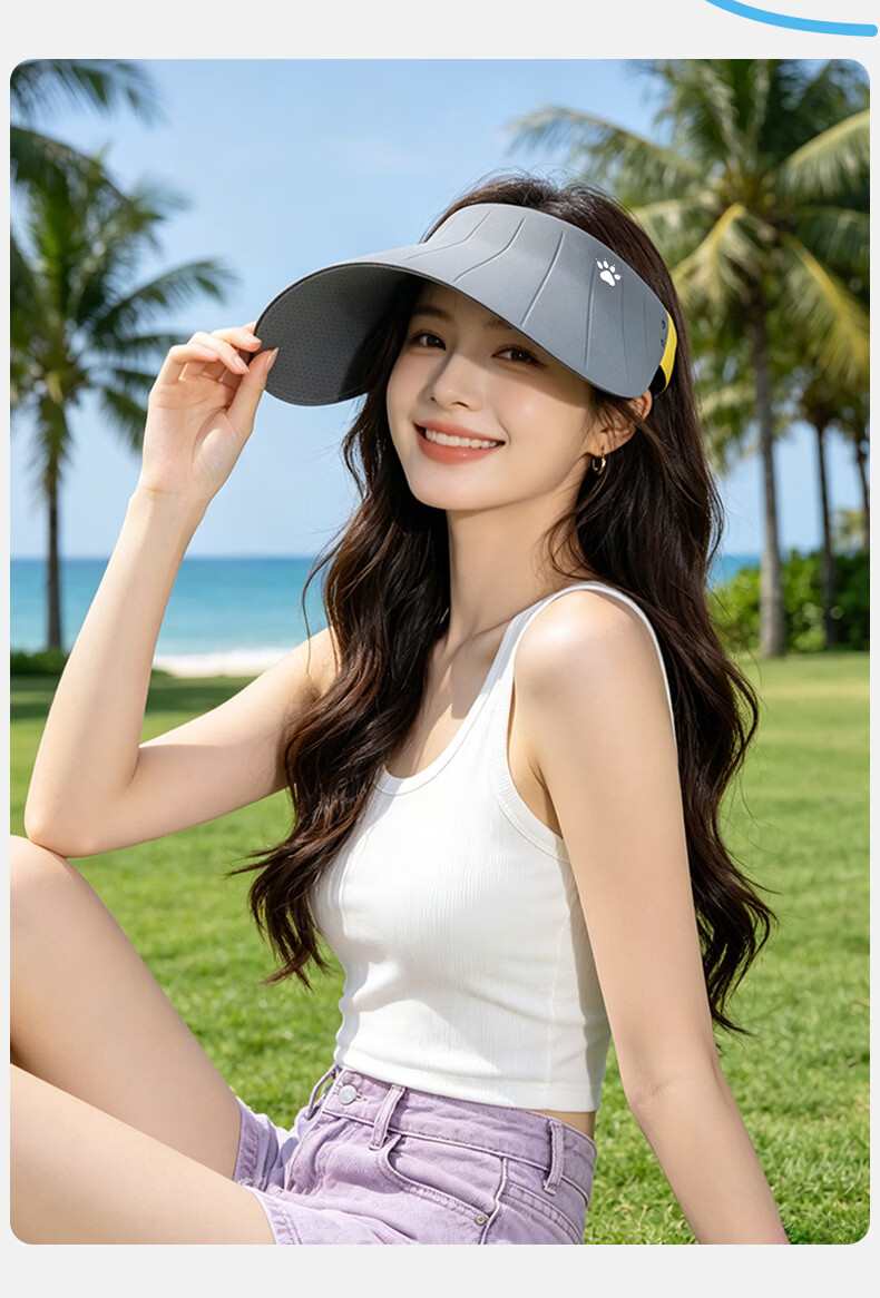 KELME Sun Protection Cap Open-Top Summer Outdoor UV Protection Sun Hat Unisex Face-Slimming Seamless Wide Brim Roll-Up Hat 17