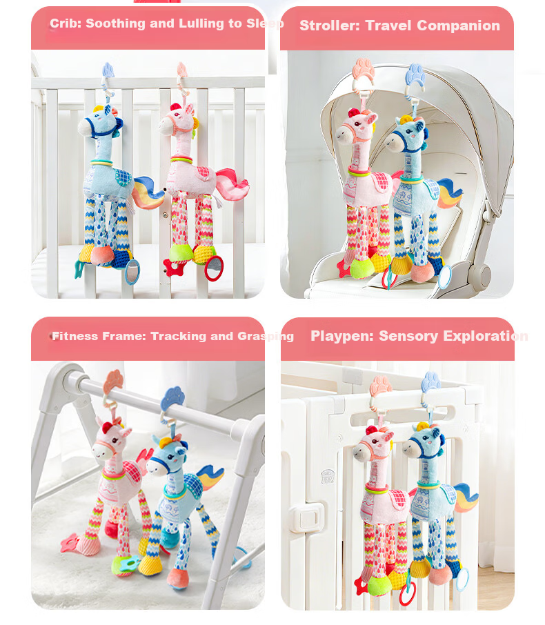 Jollybaby Baby Stroller Toy Pendant Newborn Crib Rattle Car Toy Baby Crib Bell Pony Soothing Pendant 7
