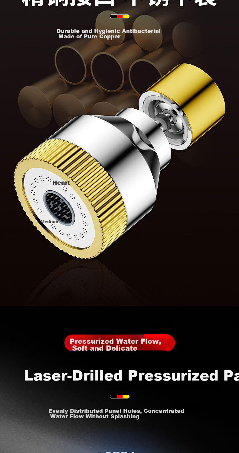 HOMK German Kitchen Faucet Extender Splash-Proof Universal Rotating Faucet Aerator Extension 4