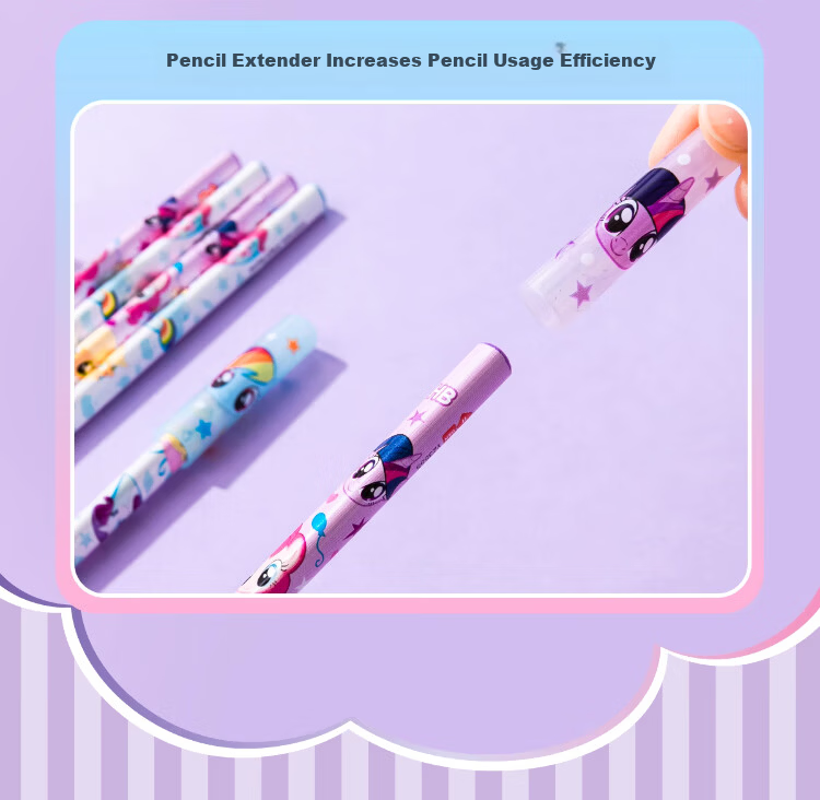 IiGEN My Little Pony HB Pencil Primary School Stationery Round Barrel Exam Pencil Non-toxic Cap Protective Cover Kindergarten Grade 1-2 Set with Eraser Break-resistant Core Back-to-School Gift Box 11