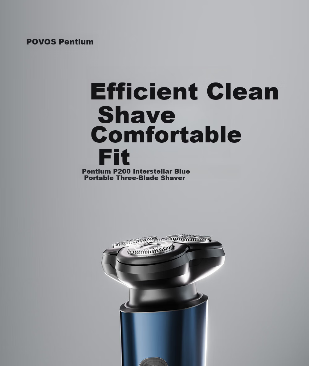 POVOS Electric Shaver Men's 1-Hour Fast Charging Portable Car Razor P200 Birthday Gift for Boyfriend Father Husband 1