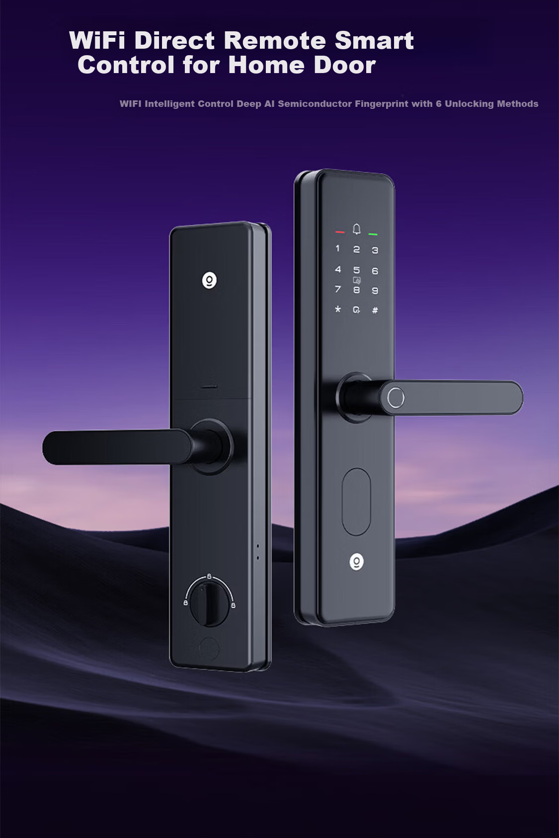 KAADAS Smart Door Lock Face Recognition Peephole Surveillance Camera Fingerprint Home Security Smart Lock Q6 FV Upgrade Model 3
