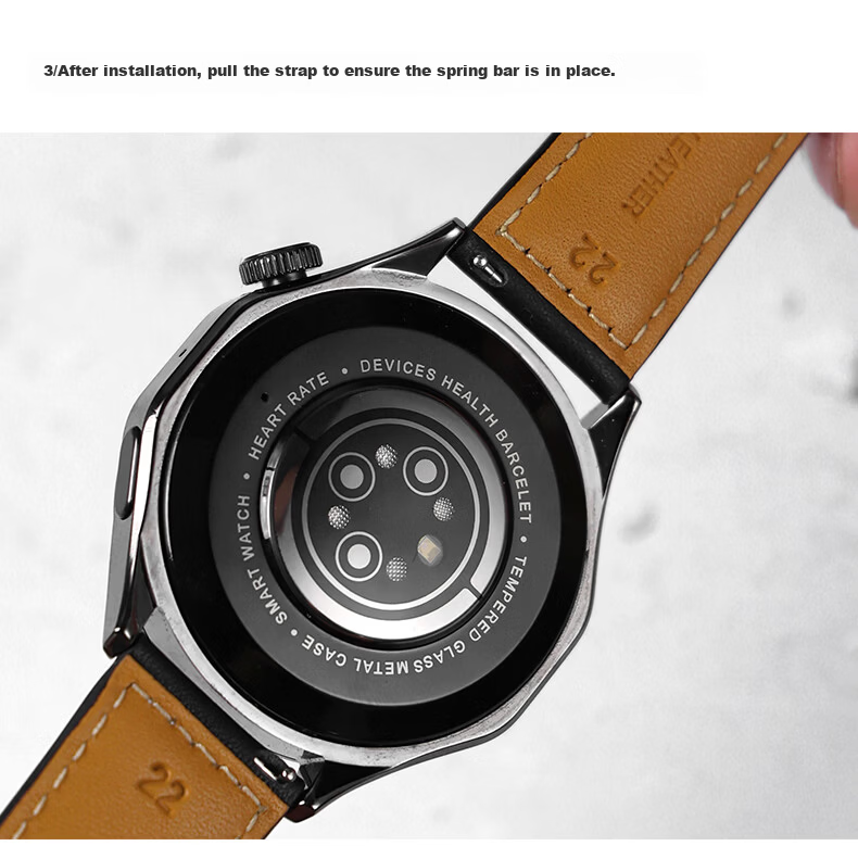 SHIRUI Genuine Leather Watch Strap for Huawei Watch GT4/GT5 EasyFit 22mm Men's Original Sports Band for Watch4/Buds/3 Pro/GT3/GT2 6
