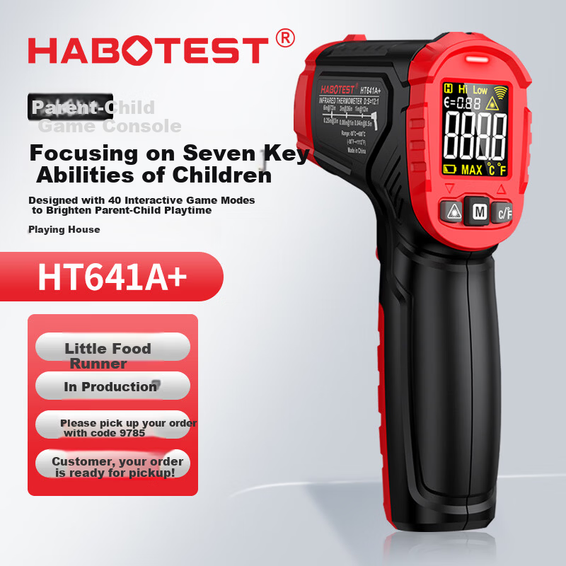 HABOTEST Infrared Thermometer Industrial High-Precision Oil Temperature Gun Kitchen Baking Water and Oil Temperature Gun HT641A+