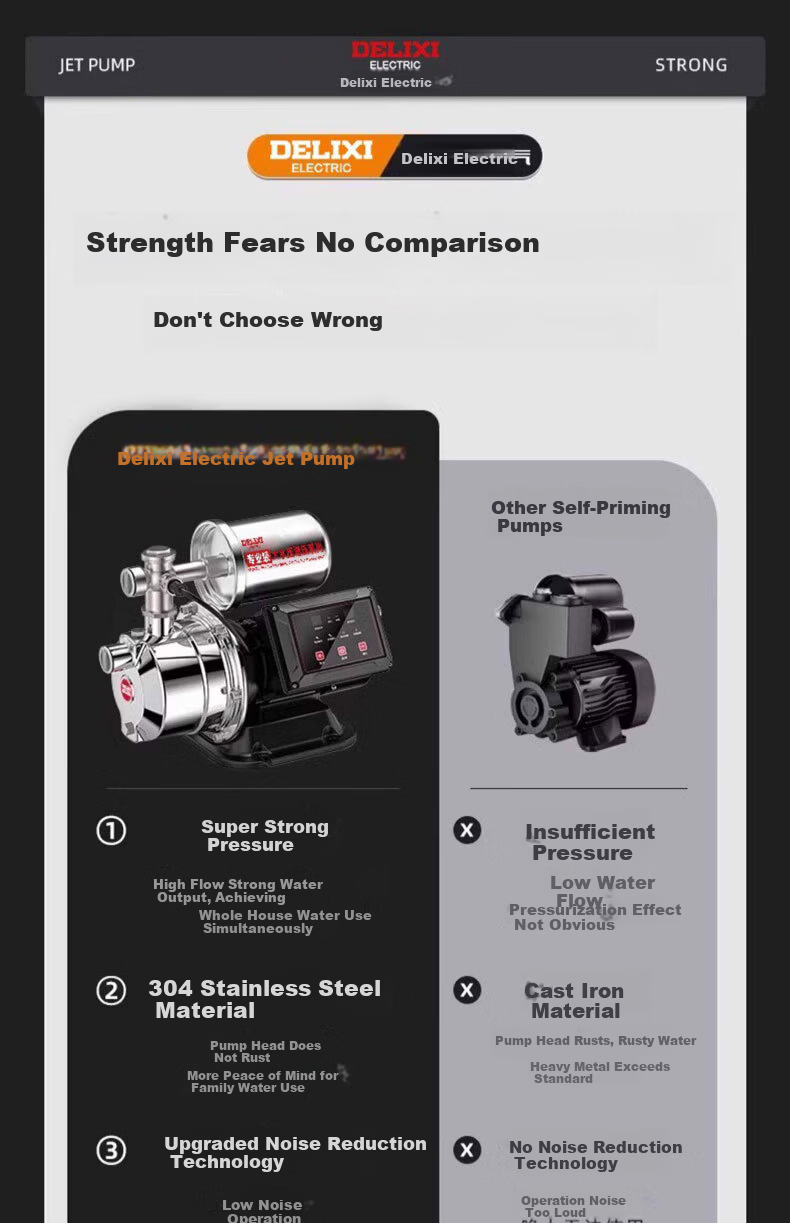 Delixi 304 Stainless Steel Intelligent Frequency Conversion Jet Pump Corrosion Resistant Rustproof Quiet Fully Automatic Household Irrigation Well Water Pump 5
