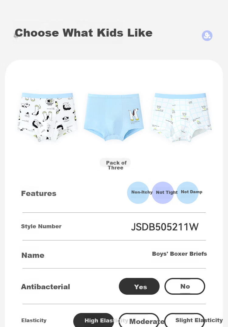 Jiusuiban Boys' Underwear 7A Antibacterial Silk Gusset Boxer Shorts with Sausage Dog Cartoon Soft Elastic Four-Point Shorts 8