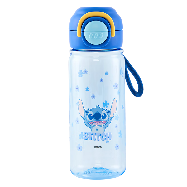 Disney Tritan Plastic Straw Cup Outdoor Sports Flip Lid Water Bottle with Strap 680ml for Men, Women, and Students