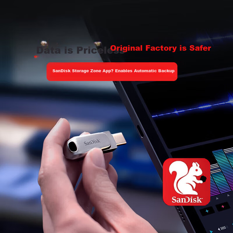 SanDisk 2TB Type-C USB 3.2 Flash Drive DDC4 400MB/s High-Speed Mobile and PC Dual Interface Metal Large Capacity USB Drive