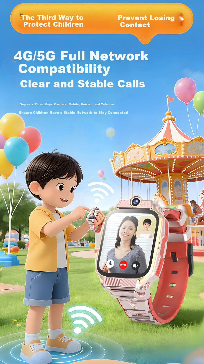 HUCATIER Kids Phone Watch for Children Ages 3-12, Remote Control, Accurate Positioning, 5G Full Network Connectivity 6