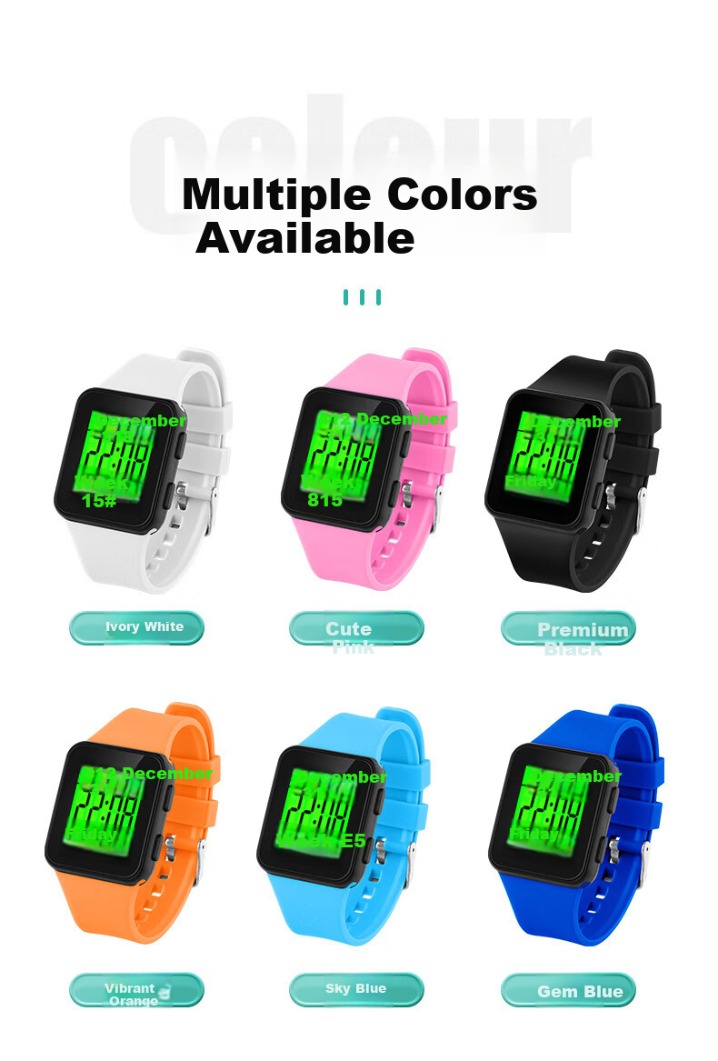 GEORGCOUNT Men's Multifunctional Square Digital Watch, Student Unisex Alarm Clock, Luminous Sports Children's Watch for Boys 16