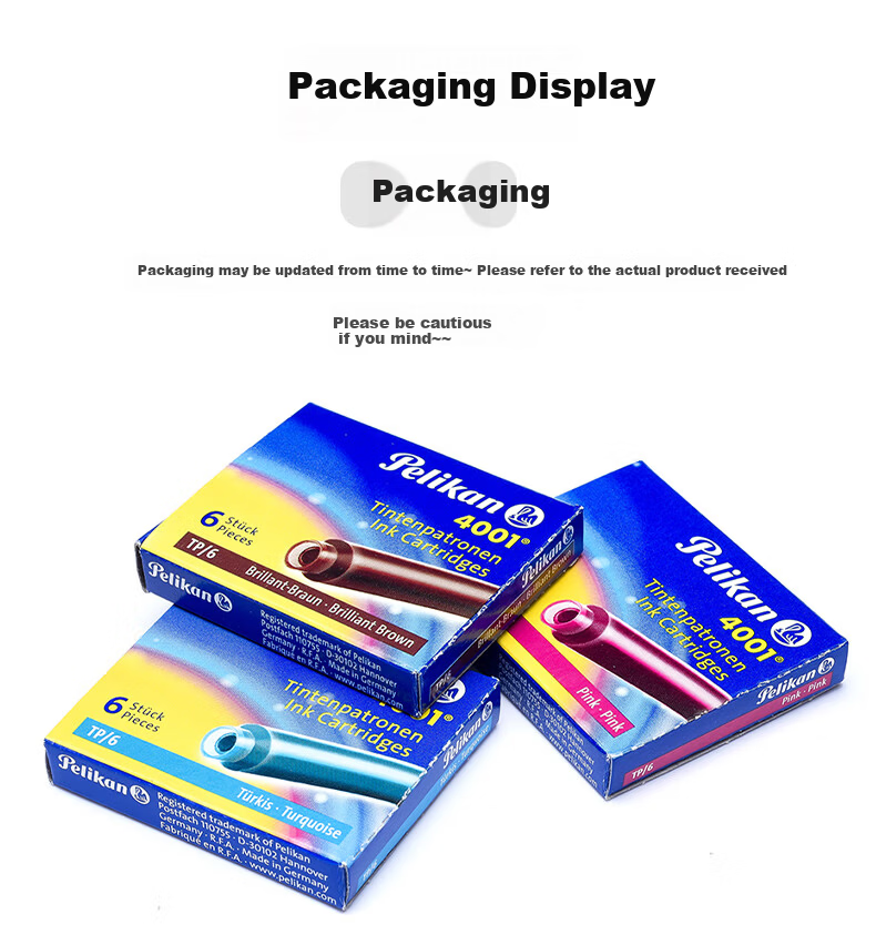 Pelikan 4001 Long Ink Cartridges Non-Carbon Ink Refill 5-Pack Student Pen Bright Red 12