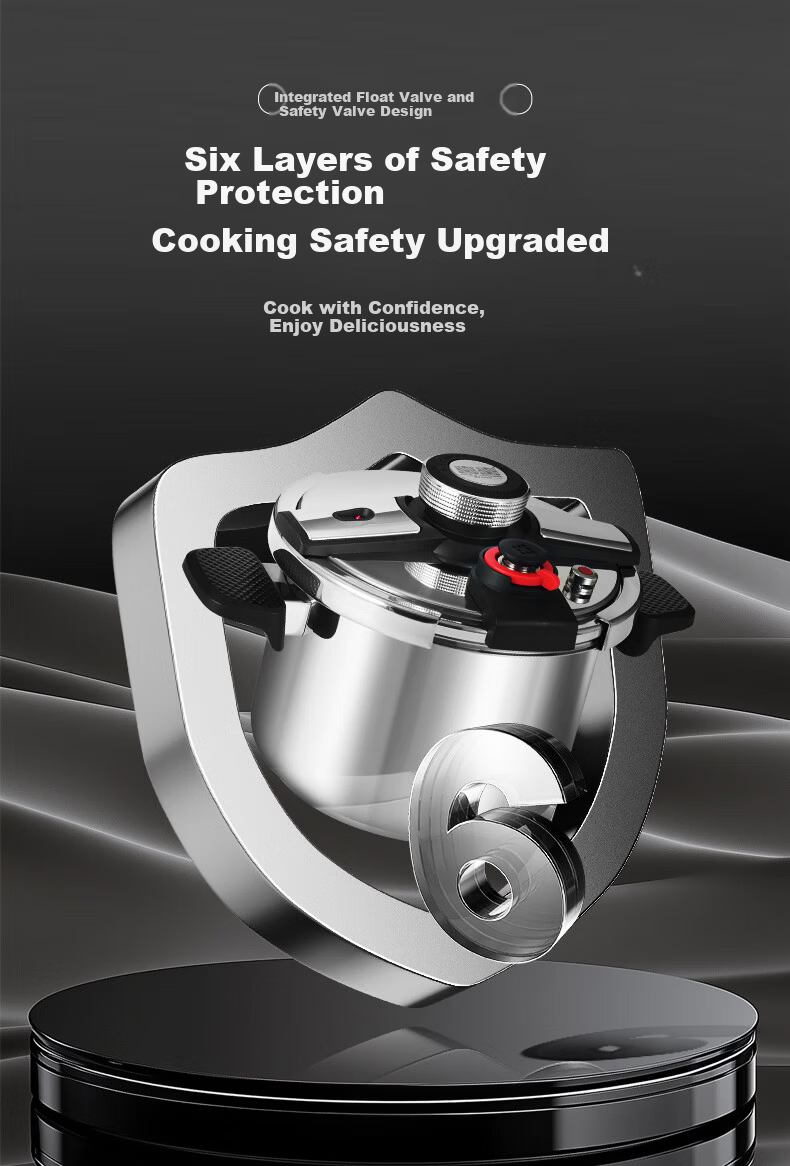 Double Happiness High-Pressure Cooker 304 Stainless Steel Gas and Induction Cooker Compatible Explosion-Proof Pressure Cooker 22CM/6L Single-Handed Adjustable Pressure 6