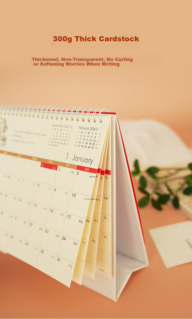HERO 2026 Desk Calendar Work Secretary Desktop Ornament Thickened Large Size Non-Curling High-Quality Large Grid Large Font Calendar Customizable Popular Item 4