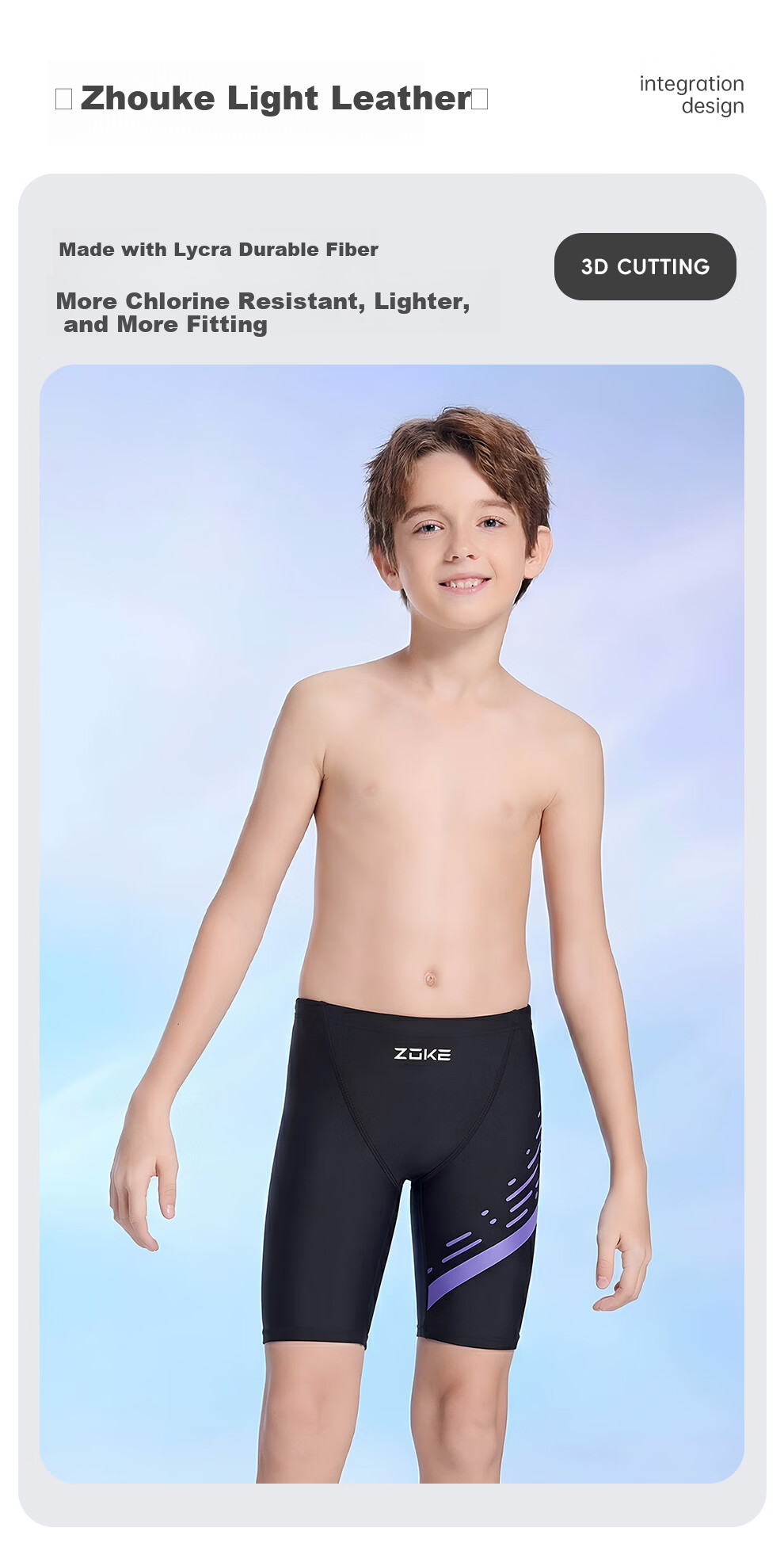 ZOKE Youth Boys Five-Point Swim Trunks Swimming Training Competition Racing Quick-Dry Chlorine-Resistant 126326871 Black Size 150 1