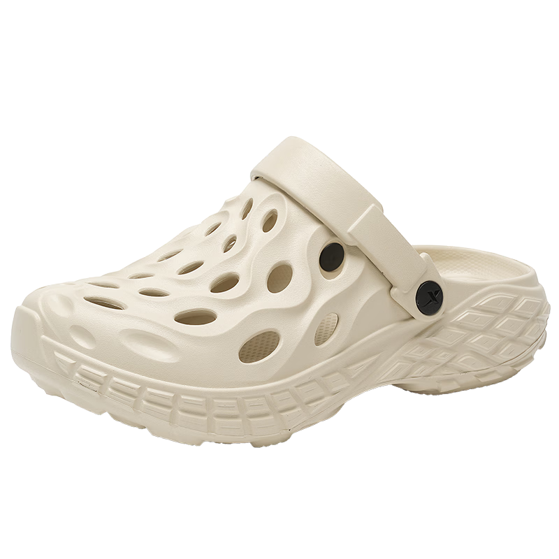 XTEP Men's Hole Shoes Sports Slippers Casual Outdoor Beach Sandals A069 Beige Size 40-41