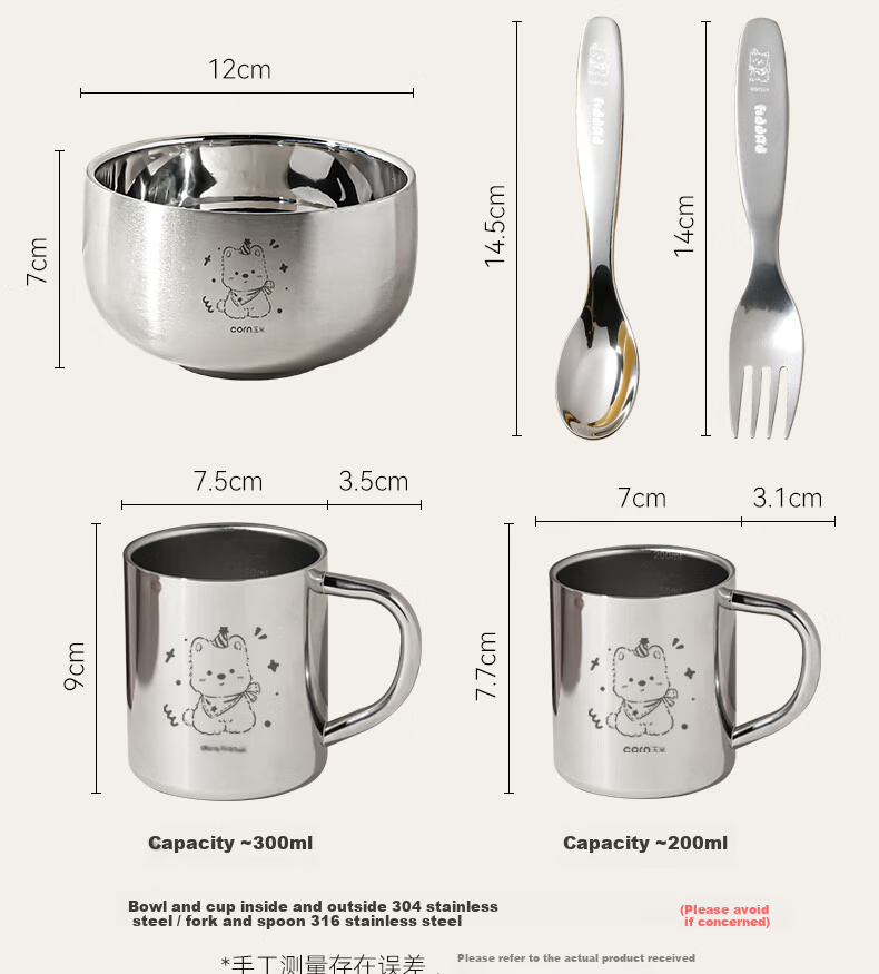 Food Grade 304 Stainless Steel Corn Fiber Double-Layer Children's Cup with Handle for Kindergarten Baby 4