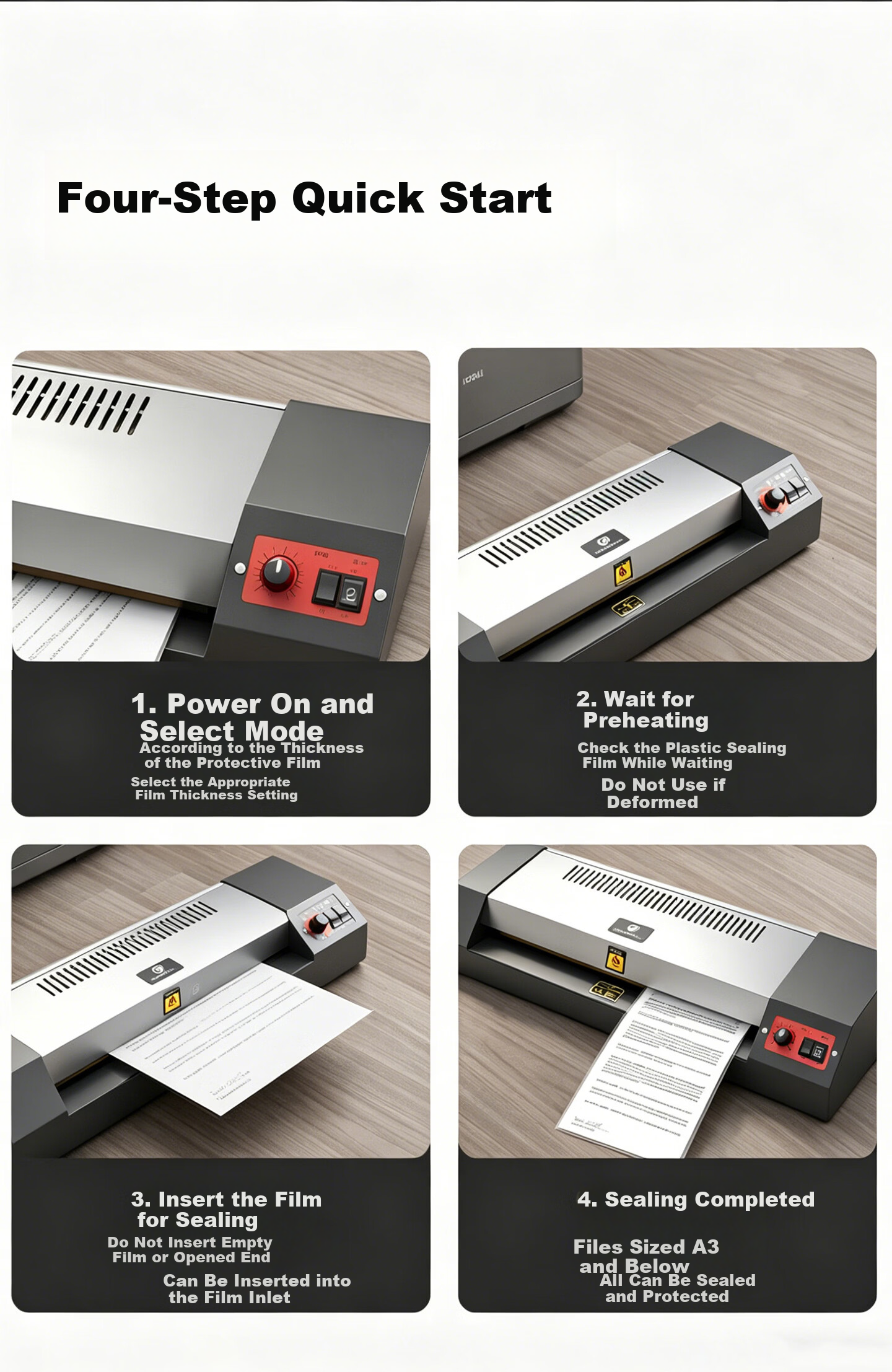 U-MASH U-A320H Photo A4 Laminator Office A3 Universal Metal Shell Laminating Machine Commercial Photo Document Automatic Laminator Home Use Film Laminator Document Sealing Machine 8
