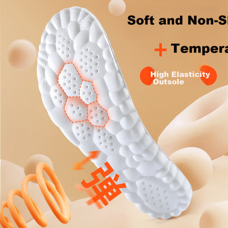 Bonnie Family 2 Pairs Men's Warm Insoles Soft Elastic Comfortable Thickened Fleece Winter Cold-Resistant Cotton Insoles