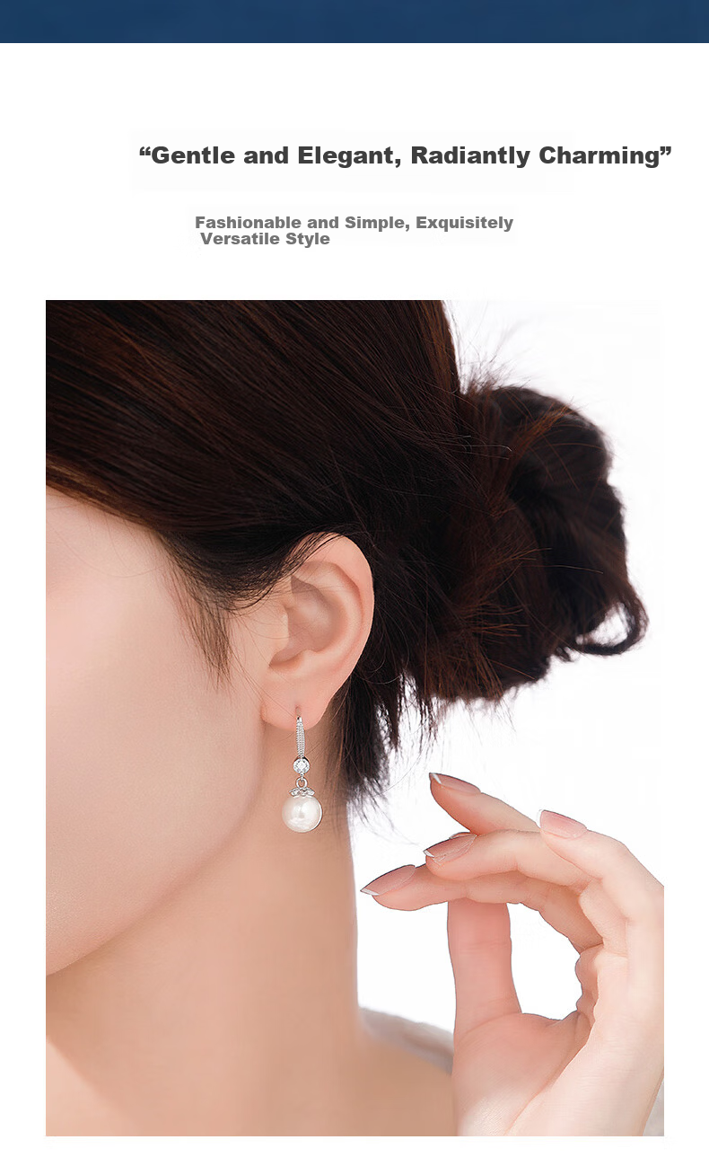 Lao Feng Xiang Premium Pearl Earrings for Women Silver Elegant Drop Earrings Jewelry Birthday Anniversary Gift for Girlfriend Wife 5