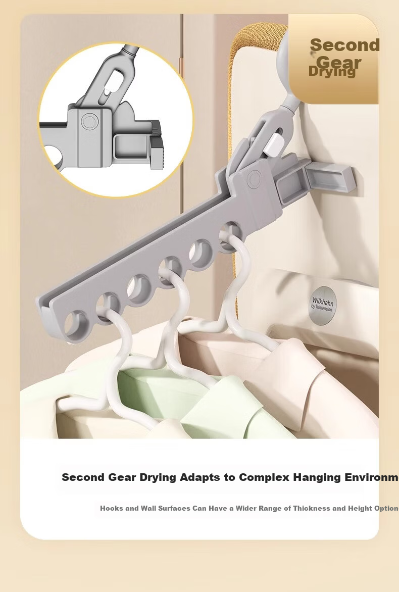 Baicaoyuan Travel Folding Clothes Hanger Portable Six-Hole Drying Rack for Business Trip and Hotel Clothes Drying Tool 2-Pack Gray 7
