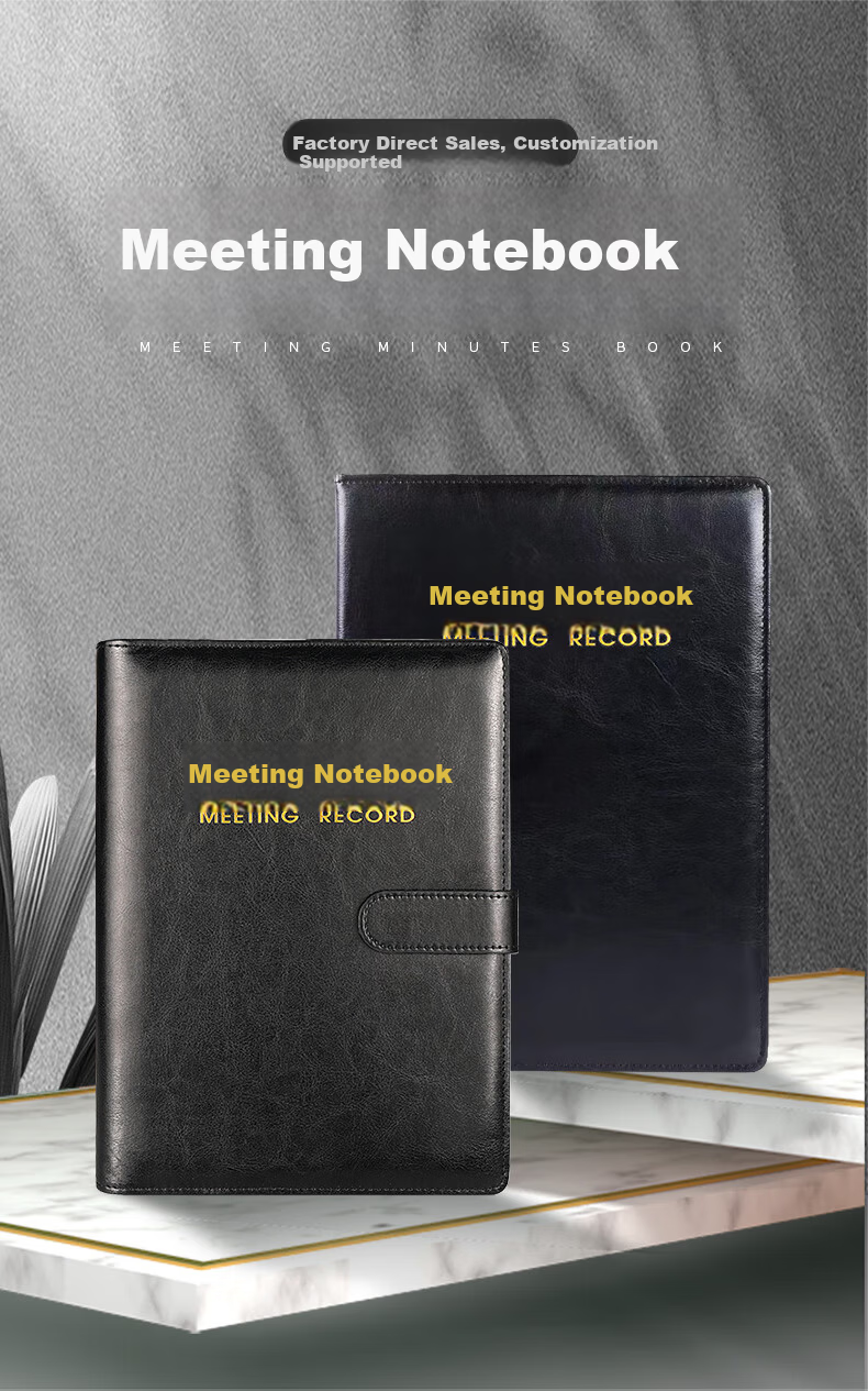 Chaoyou Custom Corporate Meeting Notebook A5 Loose-leaf Notepad Card Insert B5 Business Buckle Gold-stamped Leather Journal A5 Paperback Meeting Minutes 03 1