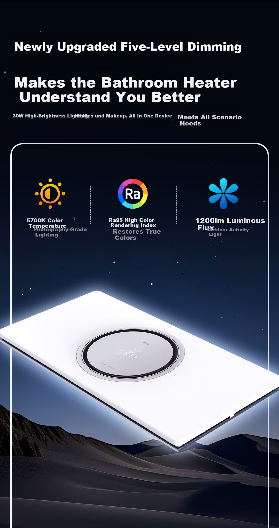 Haier Smart Bathroom Heater S360U1 Ring-Shaped Sterilization Heater with Warm Air, Lighting, and Exhaust Integration 8