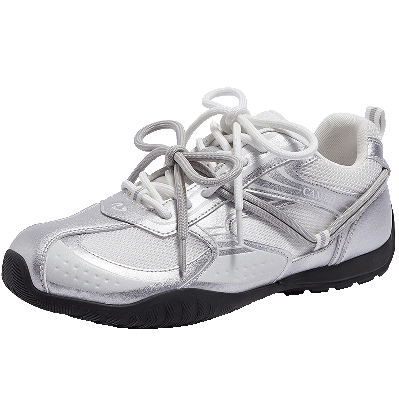 CAMEL Wang Junkai Edition Crescent Moon Trainer 4th Gen Women's Retro Racing Shoes L26A548053 Silver Size 36