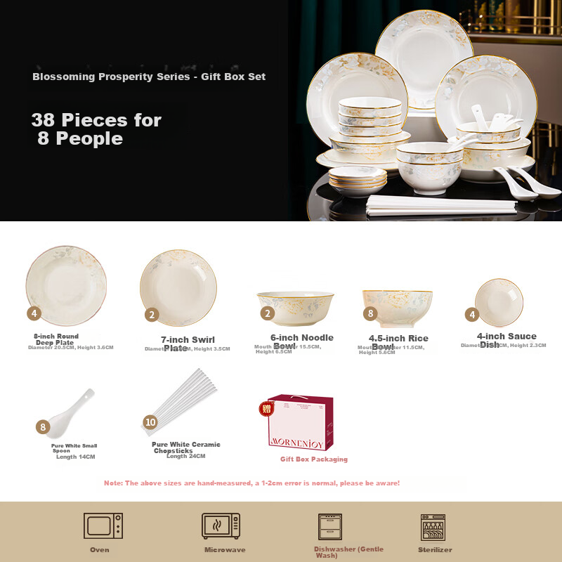 Mornenjoy Jingdezhen Tableware Bowl And Plate Set, Home Use, 2026 New Style, Aesthetically Pleasing Bowls And Chopsticks, Housewarming Gift