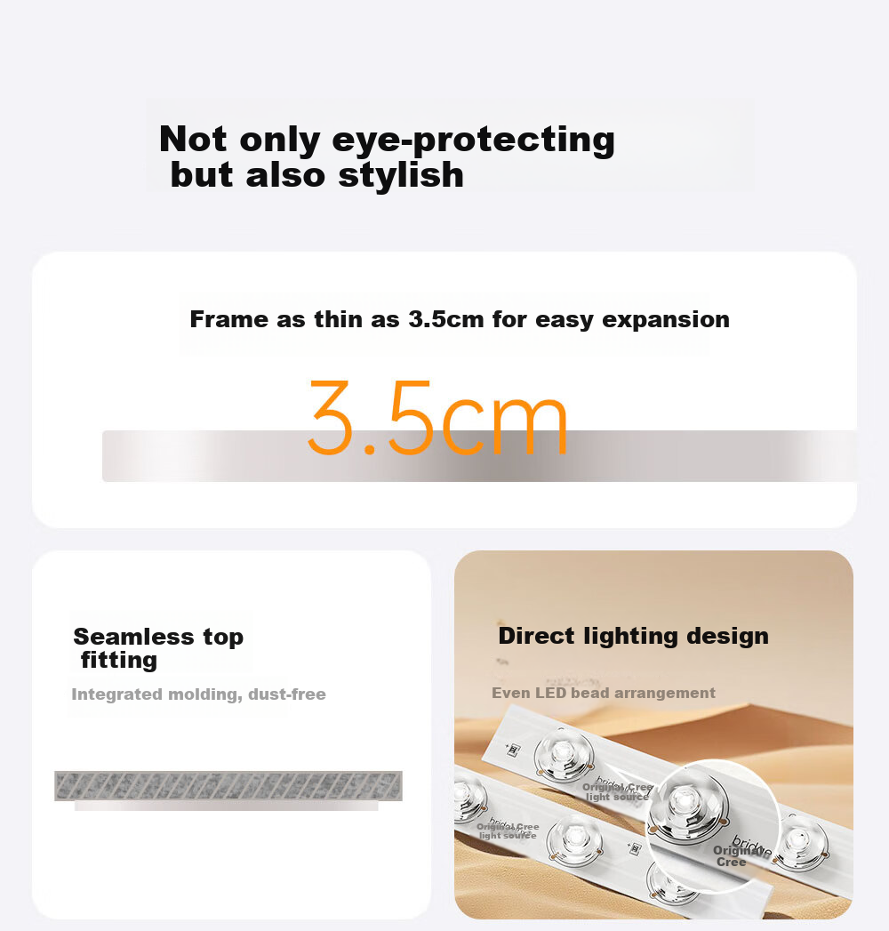Kuka LED Ceiling Light Minimalist Eye-Care Ultra-Thin Purike Living Room Bedroom Lamp 110cm Offline Voice Control [Installation Included] 2