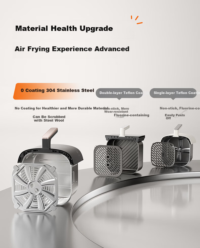 Midea Air Fryer Stainless Steel 0-Coating 2026 New Model【Price Guarantee 618】6.5L Large Capacity Home Air Fryer Steam Oven Combo Metal Interior KZE6559PRO 2