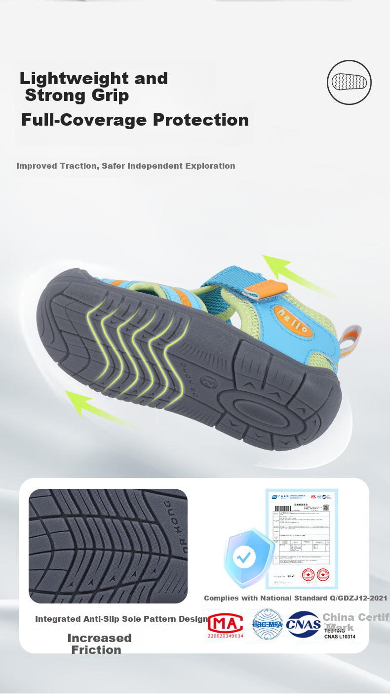DR·KONG Toddler Walking Shoes Summer Boys and Girls Outdoor Closed-Toe Sandals 2S13A2008BM Blue/Green Size 20 3
