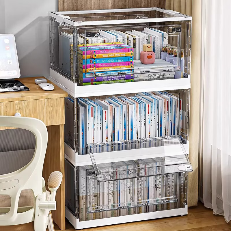 Kousu Storage Box Book Box Student Classroom Book Organizer Transparent Foldable Book Storage Container