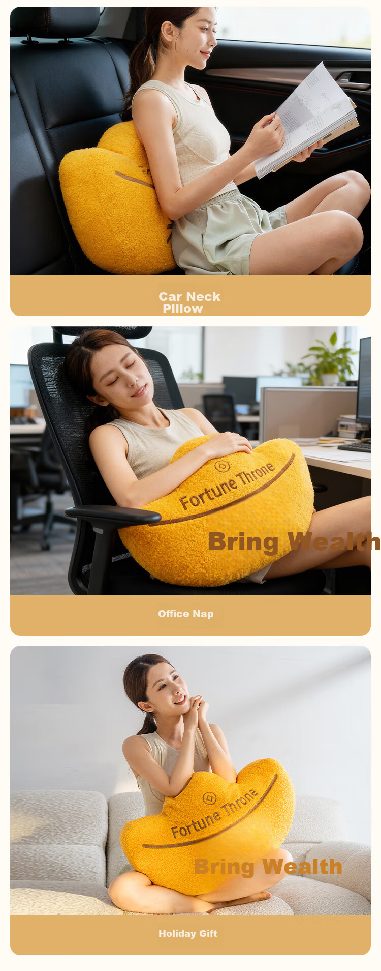 JD Jingzao Fortune Full Embroidery Pillow - Yuanbao Holiday Gift Lucky Decor Wealth Sofa Cushion 45x45cm 10