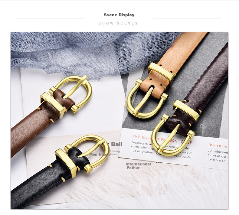 Half-Cigarette Women's Casual Leather Belt Versatile Genuine Pin Buckle Belt for Jeans and Leather Pants High-End Fashion Gift 6